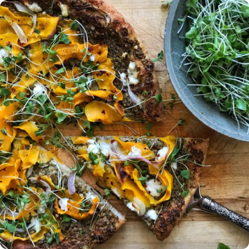 Butternut Squash and Microgreens Pizza