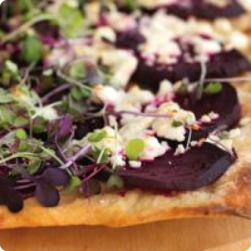 Beet Pizza with Feta & Spicy Microgreens